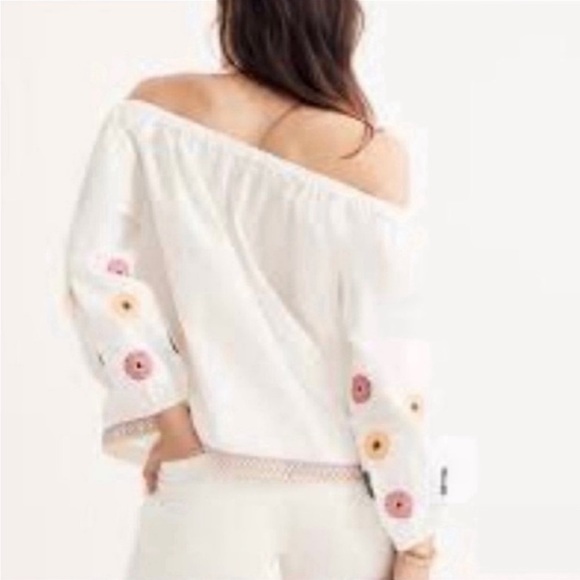 Madewell White Boho Off Shoulder Floral Top - NWT - Picture 4 of 6